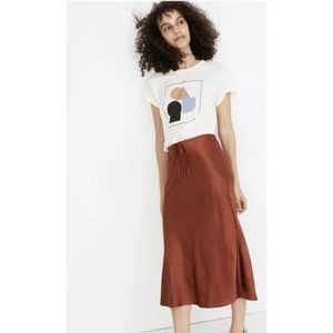 NWOT MADEWELL Satin Midi Slip Skirt in Rosewood Size 8 Style MA980